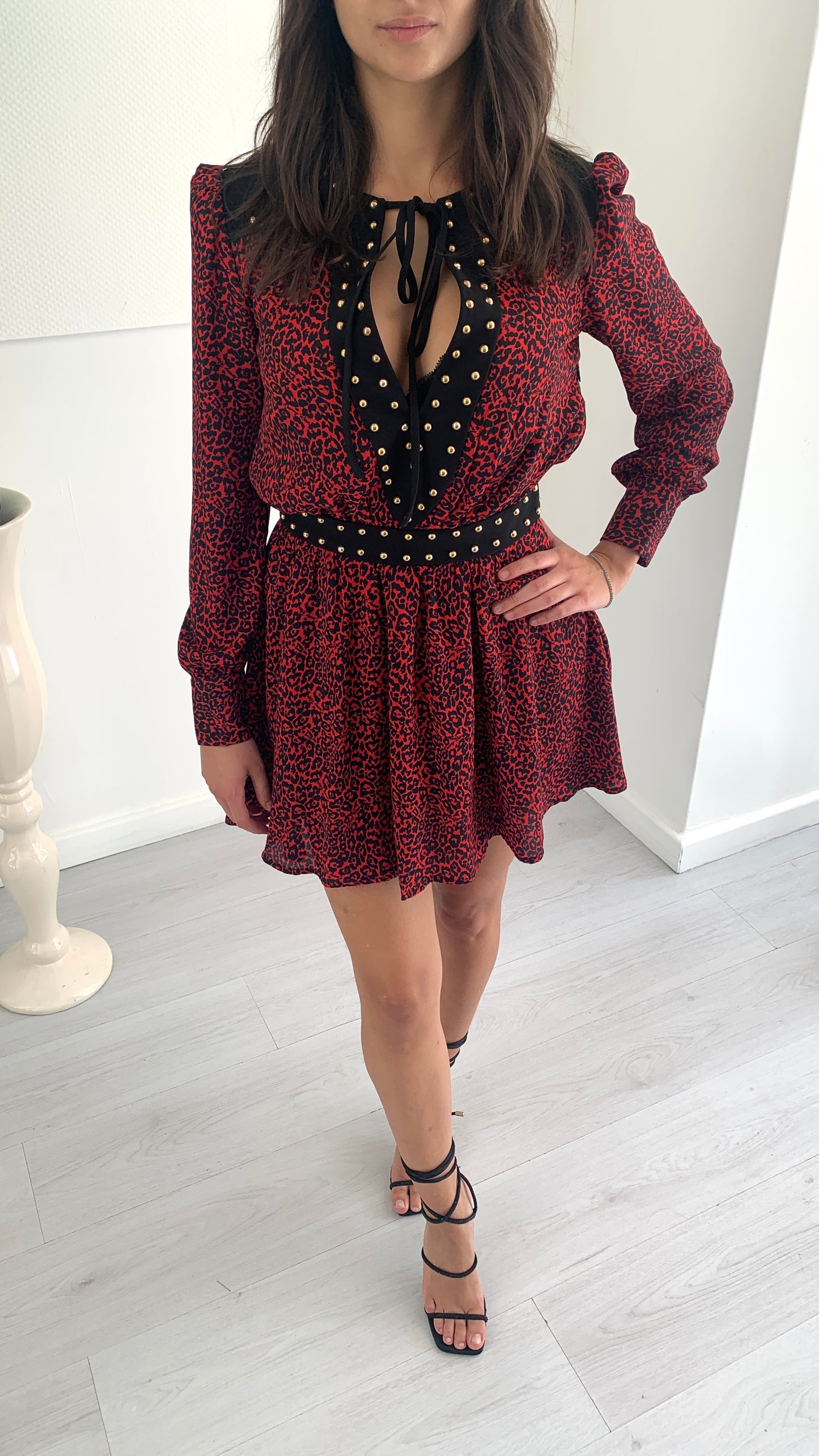 DENNY ROSE Abito Corto in Georgette Animalier