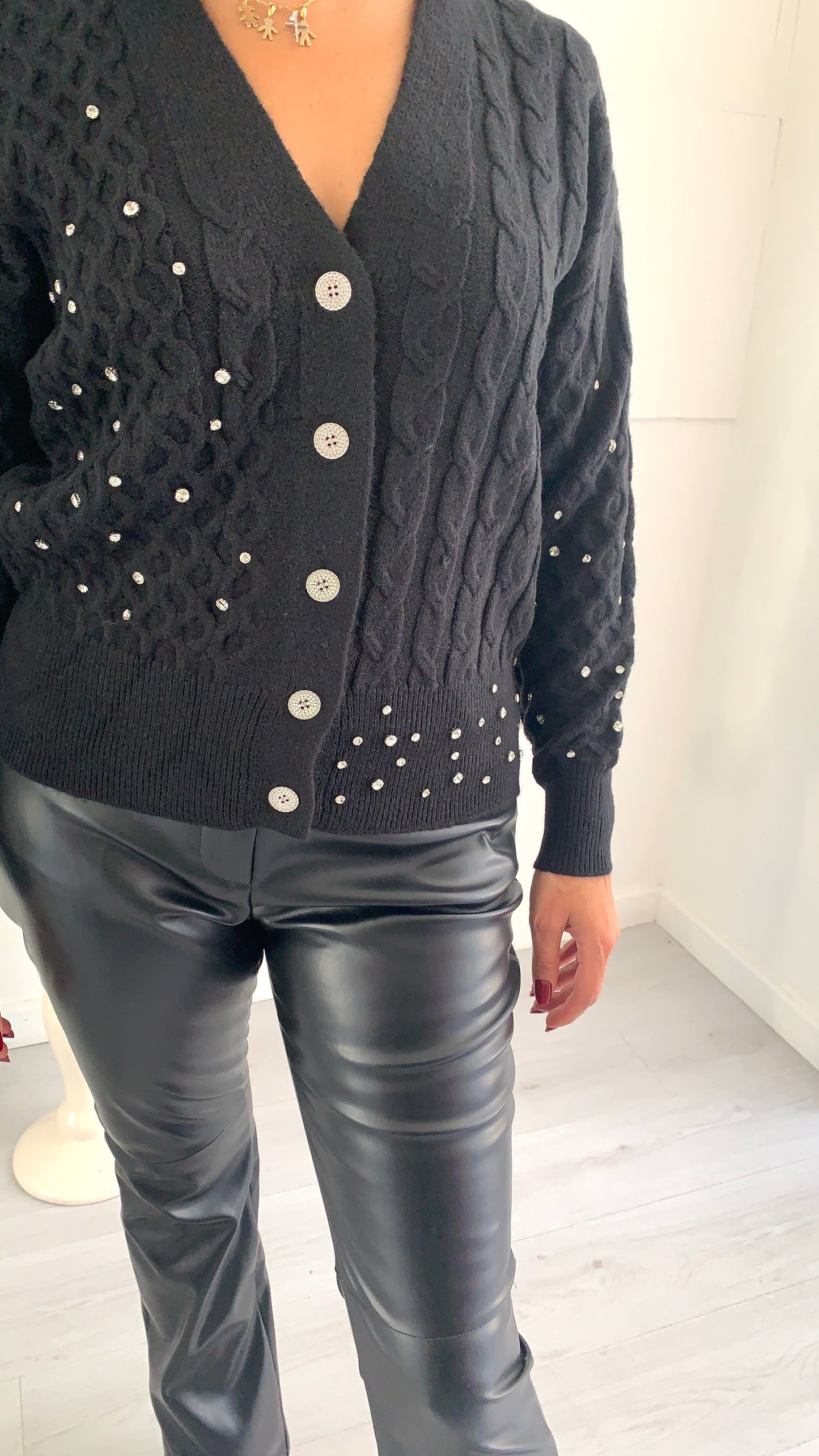 FRACOMINA Cardigan Intrcciato con Punti luce