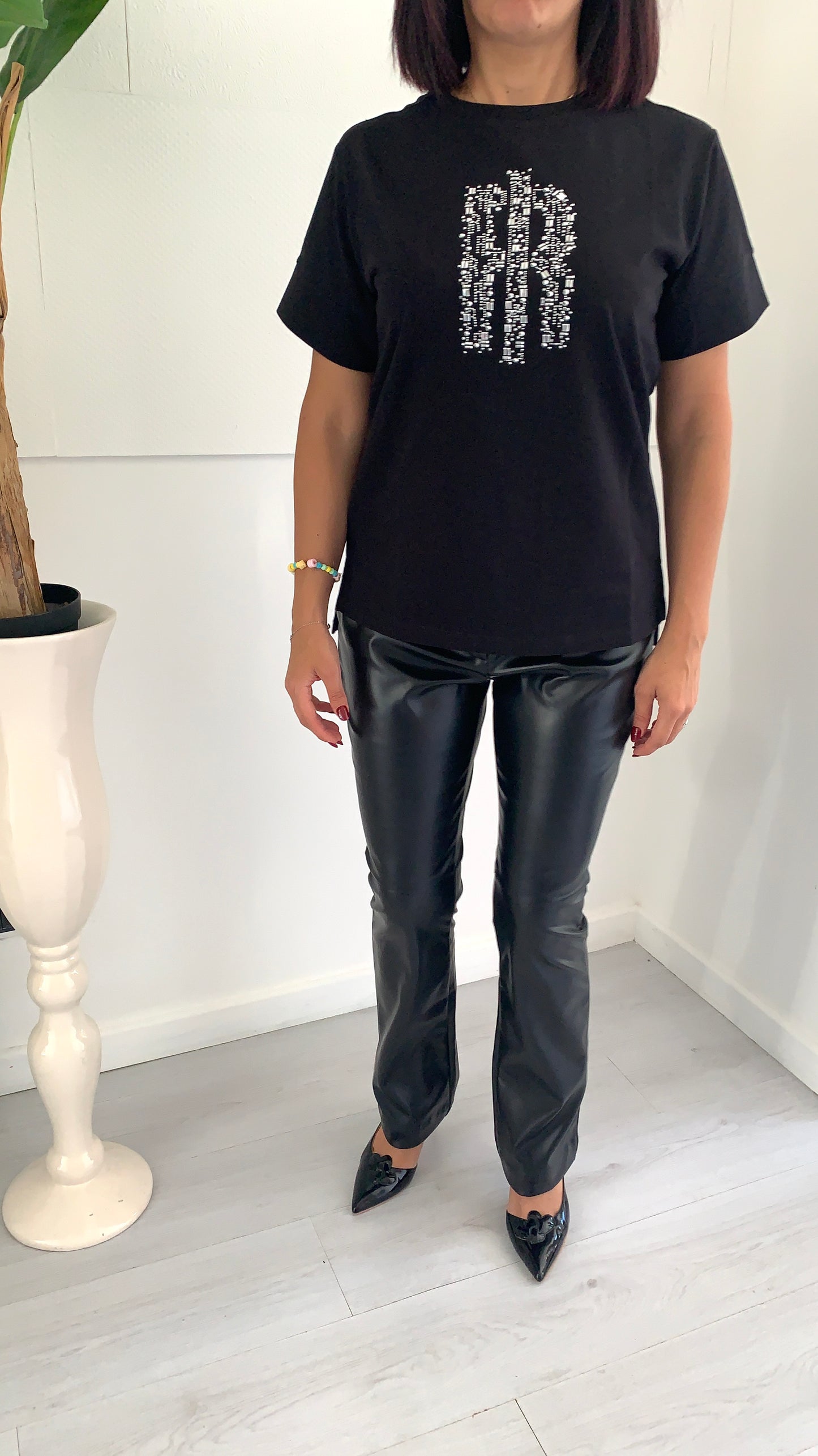 FRACOMINA T-Shirt Over Crystals Black