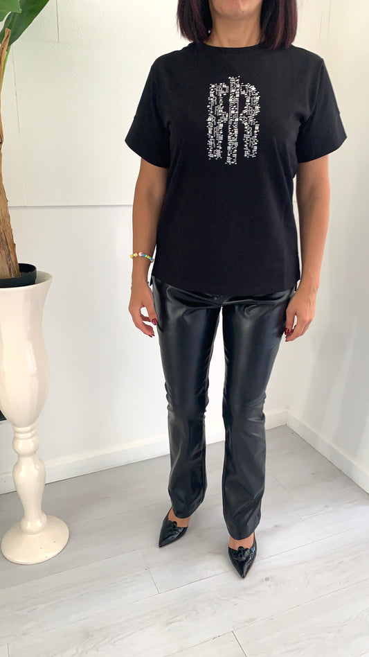 FRACOMINA T-Shirt Over Crystals Black