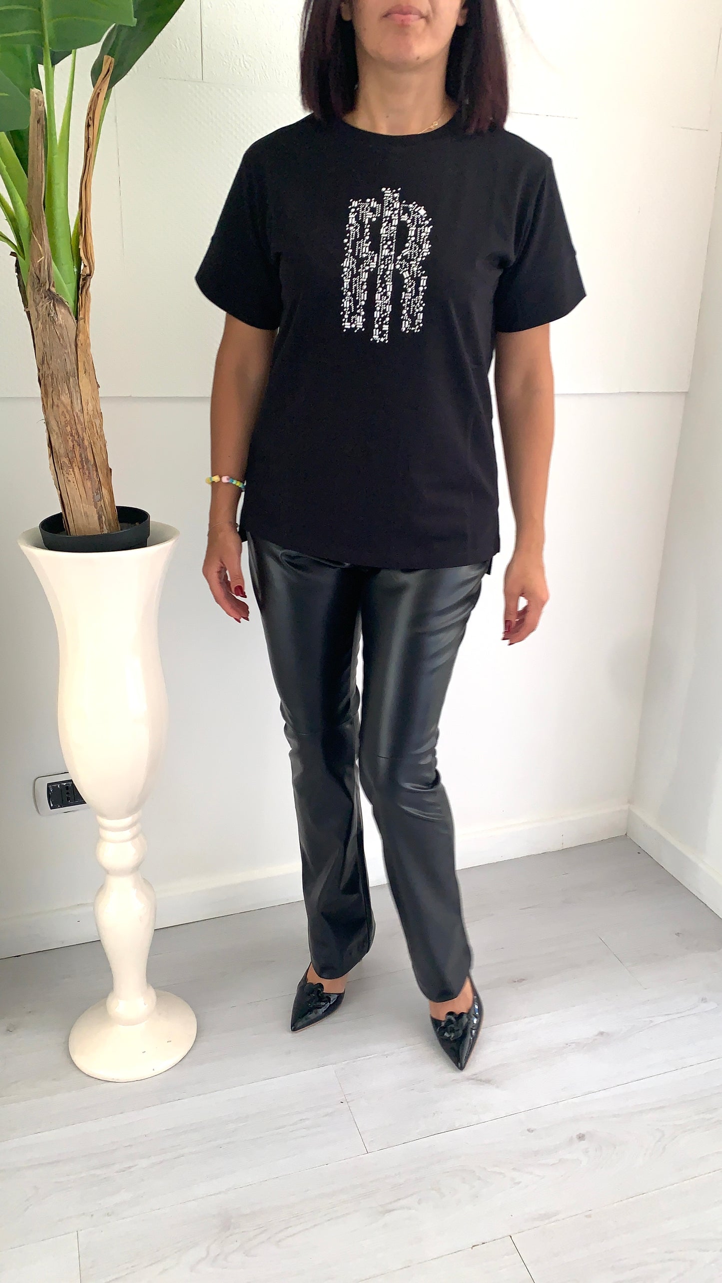 FRACOMINA T-Shirt Over Crystals Black