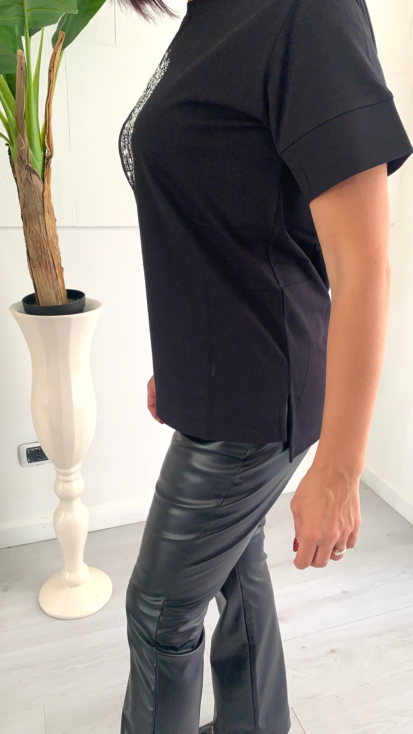 FRACOMINA T-Shirt Over Crystals Black