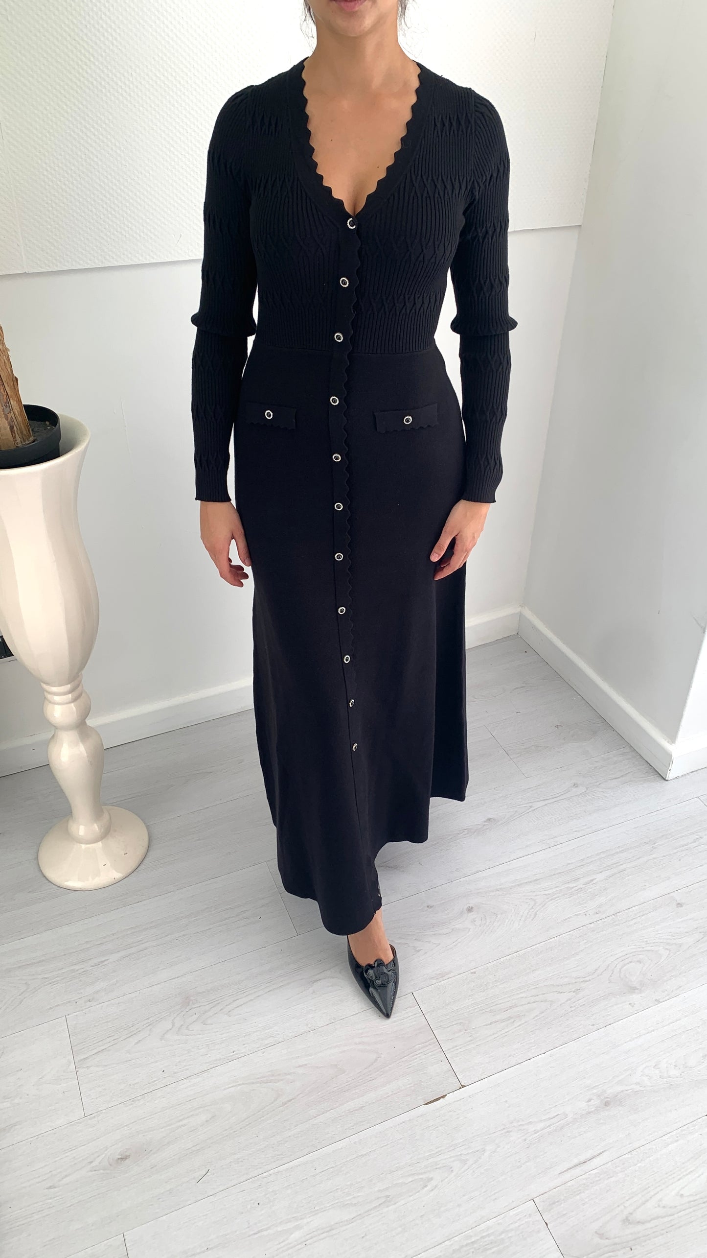 FRACOMINA Abito Lungo in Viscosa Morbida con Bottoni