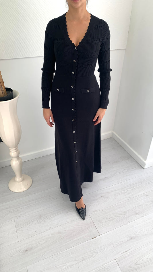 FRACOMINA Abito Lungo in Viscosa Morbida con Bottoni