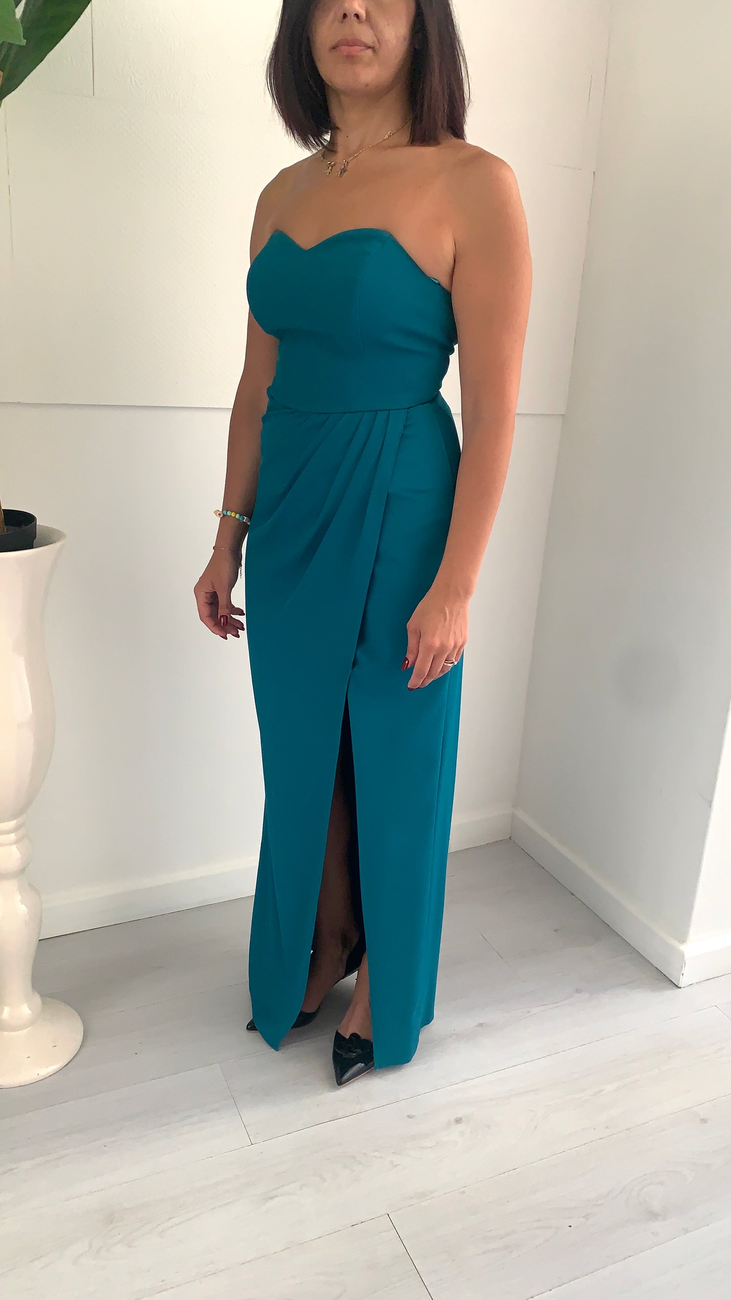 TNS BRAND Abito Matilde Ottanio Scollo a Cuore