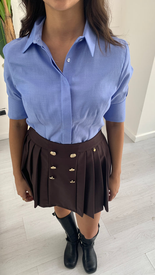 QUEGUAPA Gonna Desirè a Pieghe con Bottoni