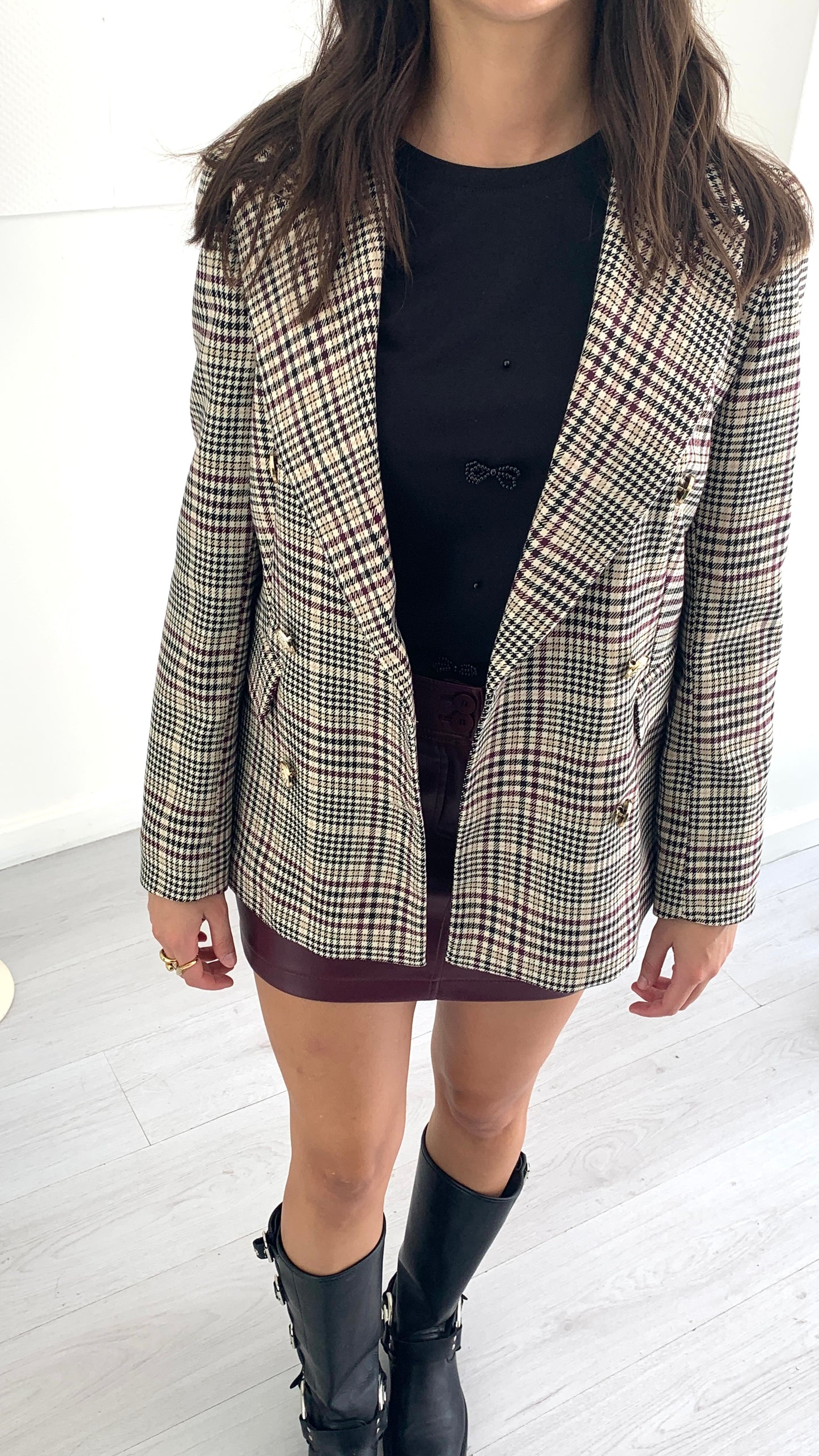 QUEGUAPA Giacca Mara Quadri Doppiopetto