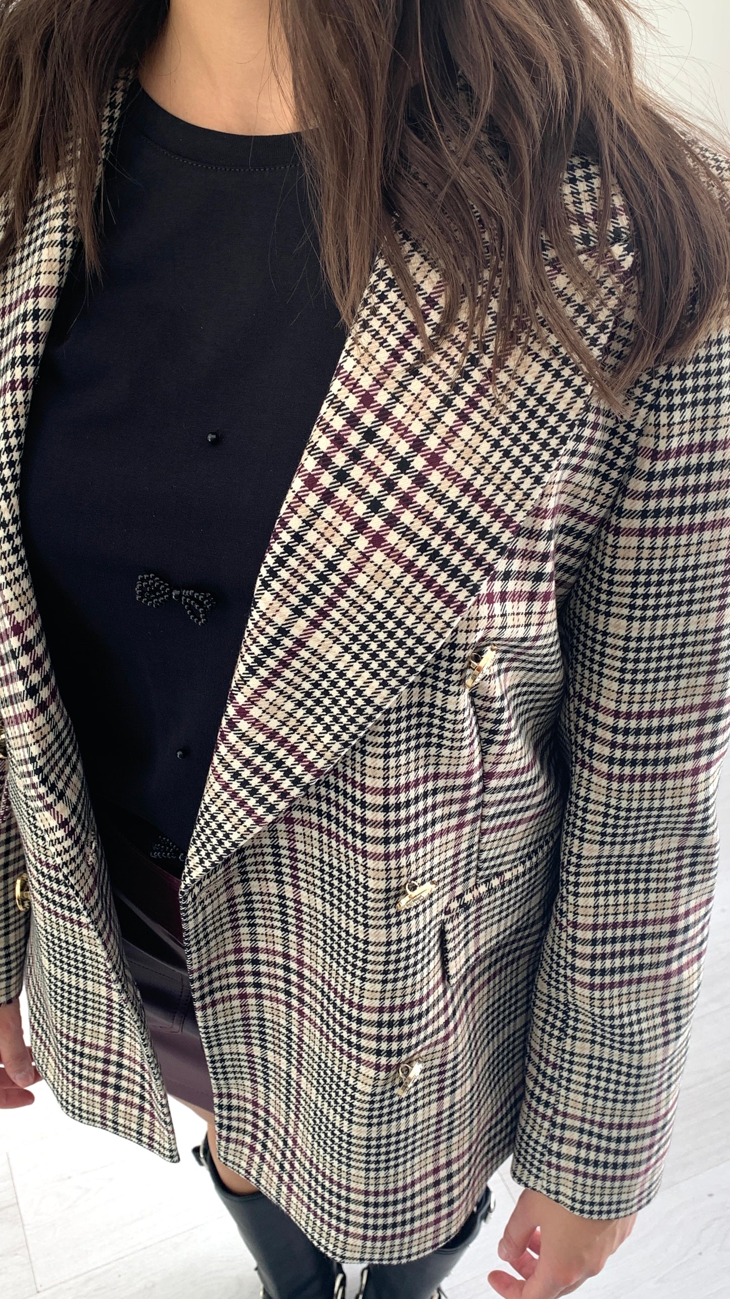 QUEGUAPA Giacca Mara Quadri Doppiopetto