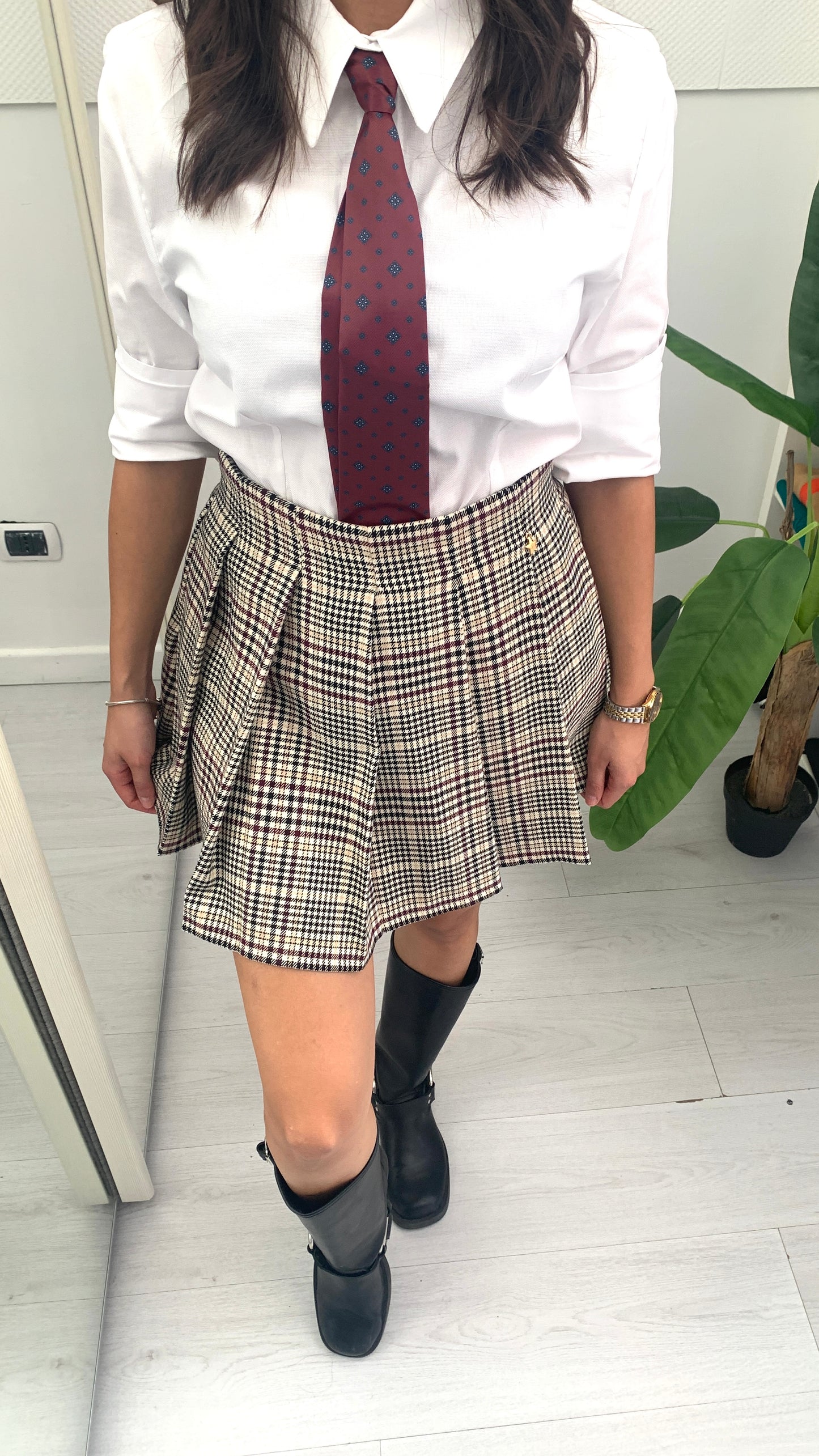 QUEGUAPA Gonna Martina Quadri Bordeaux