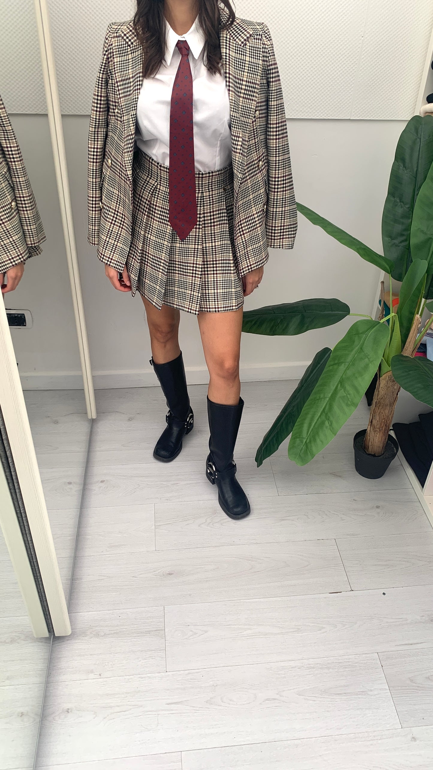 QUEGUAPA Gonna Martina Quadri Bordeaux