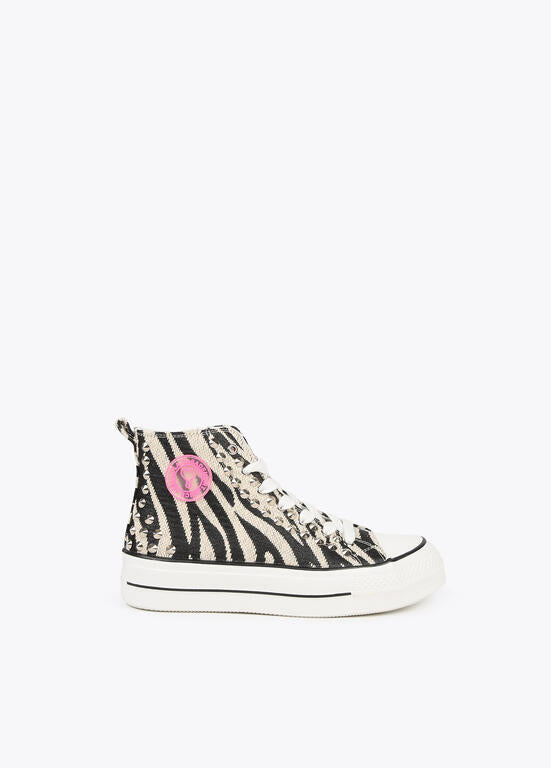 LOLA CASADEMUNT Sneakers Alte con Stampa Zebrata