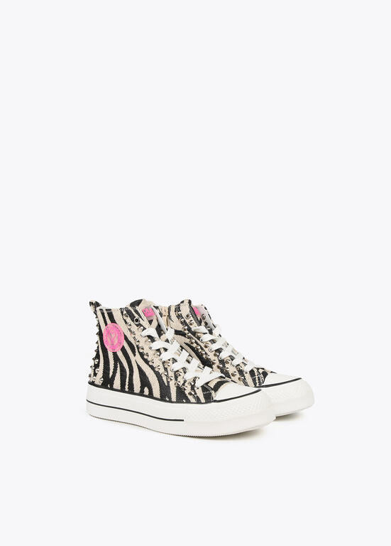 LOLA CASADEMUNT Sneakers Alte con Stampa Zebrata