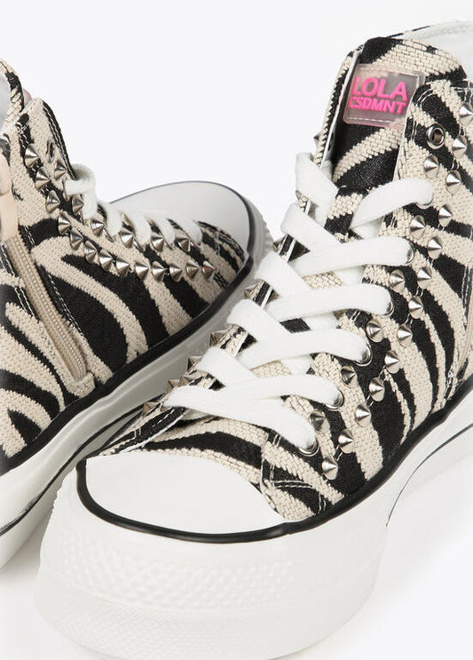 LOLA CASADEMUNT Sneakers Alte con Stampa Zebrata
