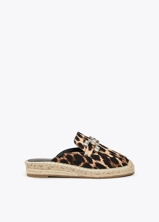 LOLA CASADEMUNT Espadrillas Basse Stampa Animalier con Strass