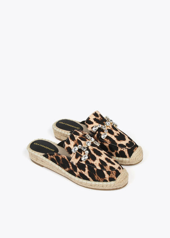 LOLA CASADEMUNT Espadrillas Basse Stampa Animalier con Strass