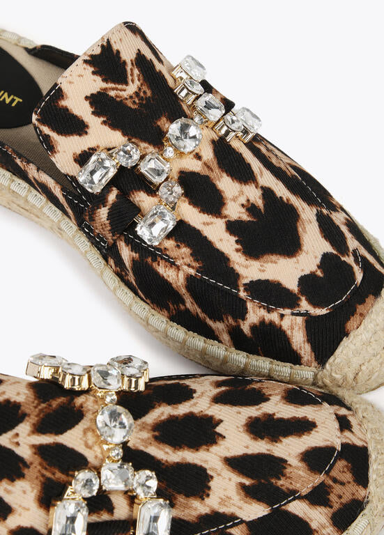 LOLA CASADEMUNT Espadrillas Basse Stampa Animalier con Strass
