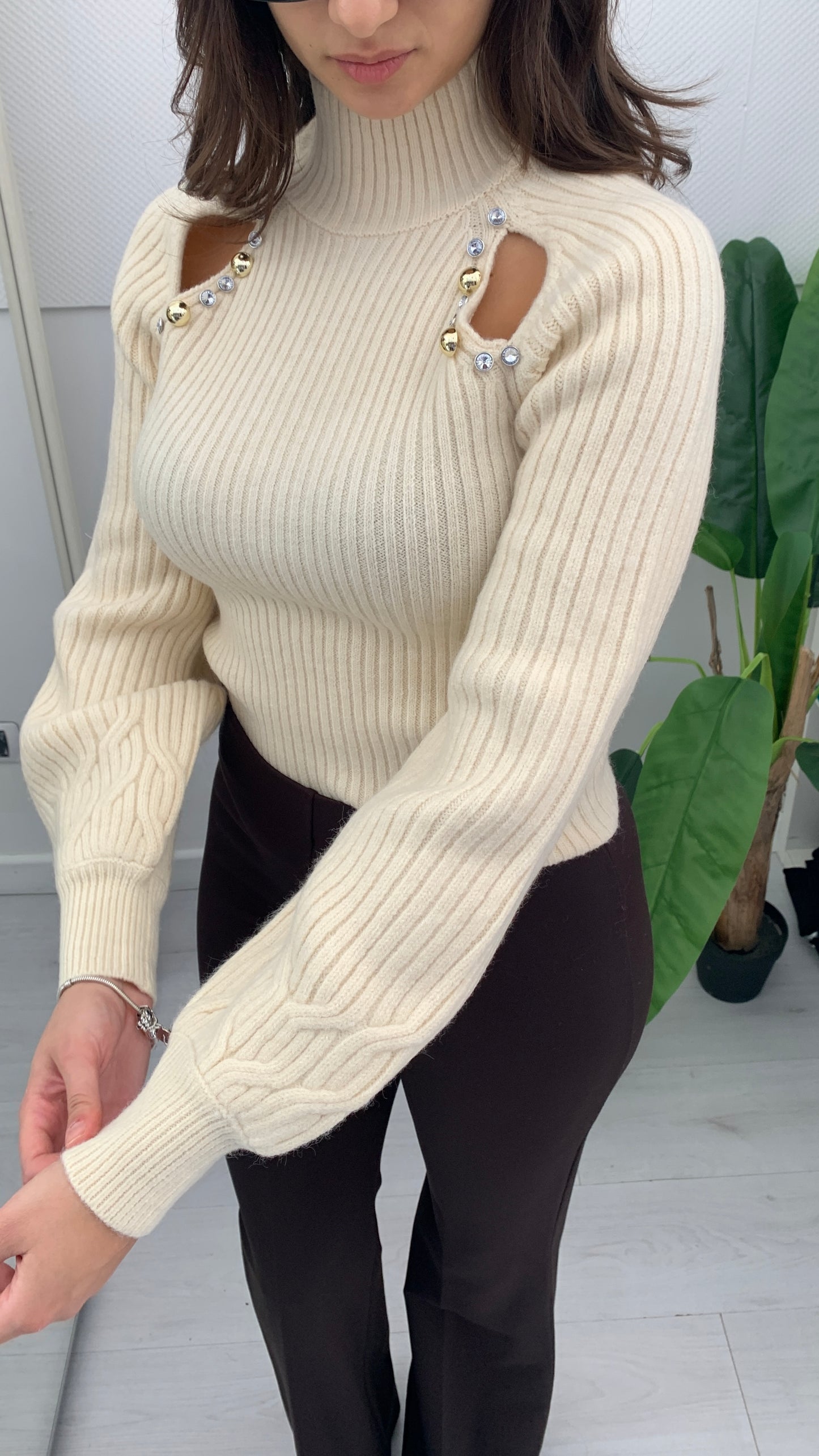 DENNY ROSE Maglia di Lana a Costine