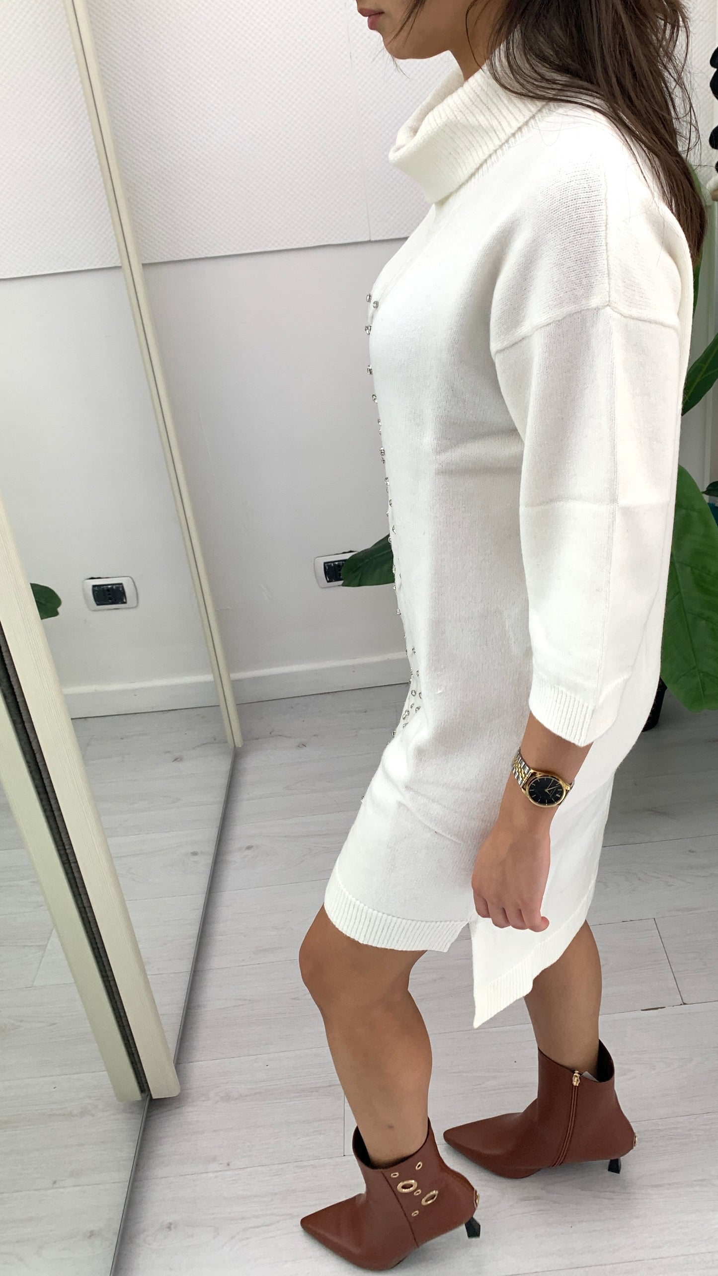 DENNY ROSE Mini Abito Dritto con Borchiette