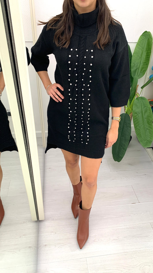 DENNY ROSE Mini Abito Dritto con Borchiette