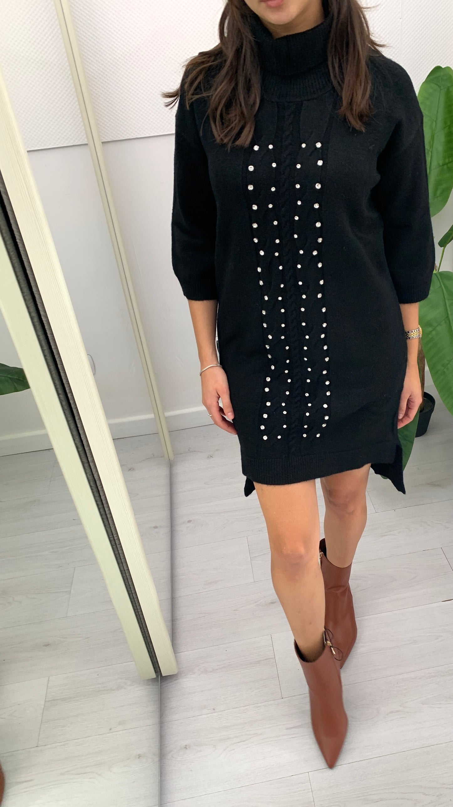 DENNY ROSE Mini Abito Dritto con Borchiette