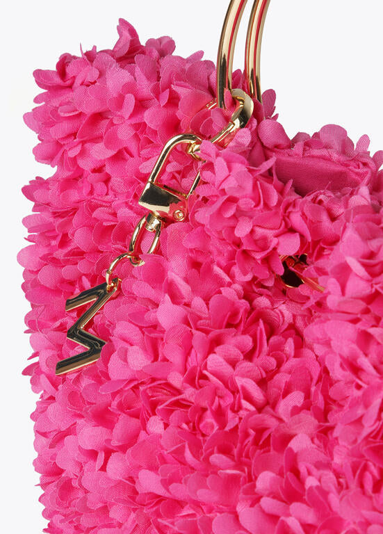 LOLA CASADEMUNT mini borsa con Manici in Metallo e Ricoperta di Petali