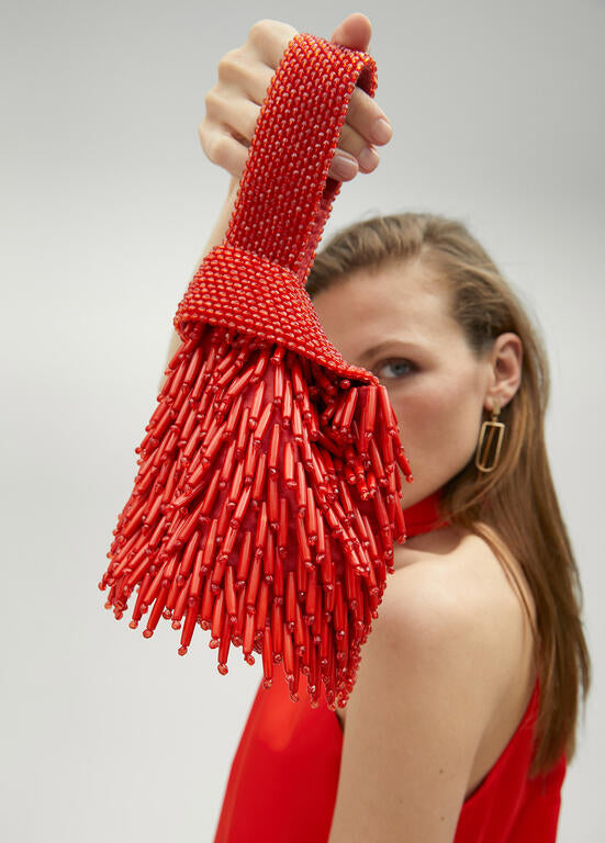 LOLA CASADEMUNT Borsetta Perline Effetto Corallo