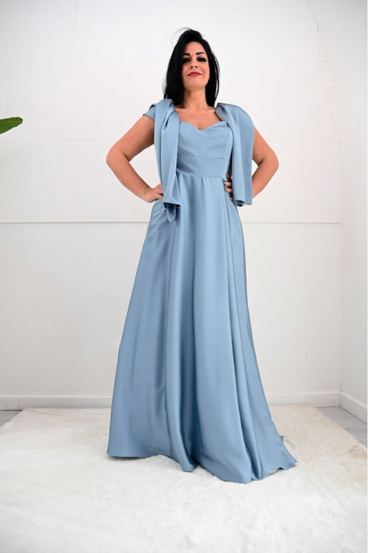 bito da cerimonia curvy celeste polvere in seta taglia 52 54 Jean Cryo
