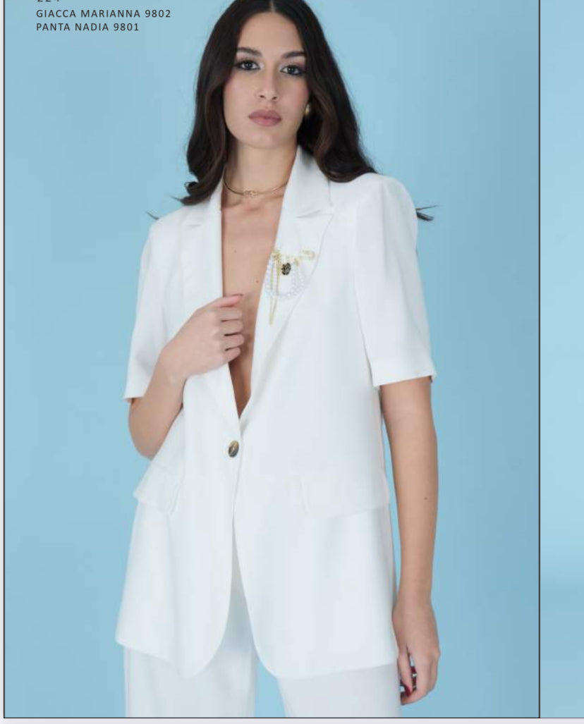 QUEGUAPA Pantalone Palazzo in Lino con Cintura in Cuoio