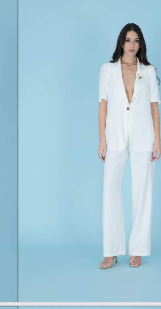 QUEGUAPA Pantalone Palazzo in Lino con Cintura in Cuoio