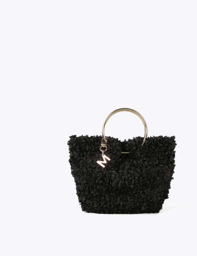 LOLA CASADEMUNT mini borsa con Manici in Metallo e Ricoperta di Petali