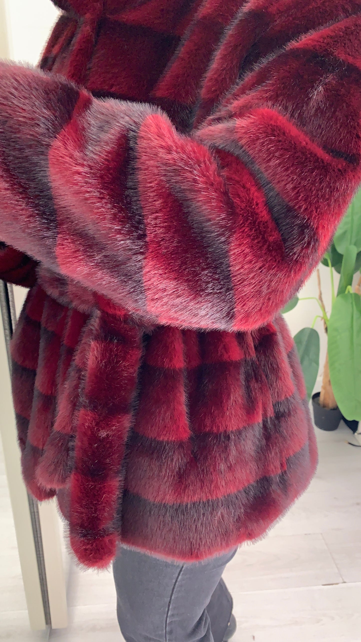 EDAS Ecopelliccia Eliseo Zebrata Bordeaux e Nera con Cintura