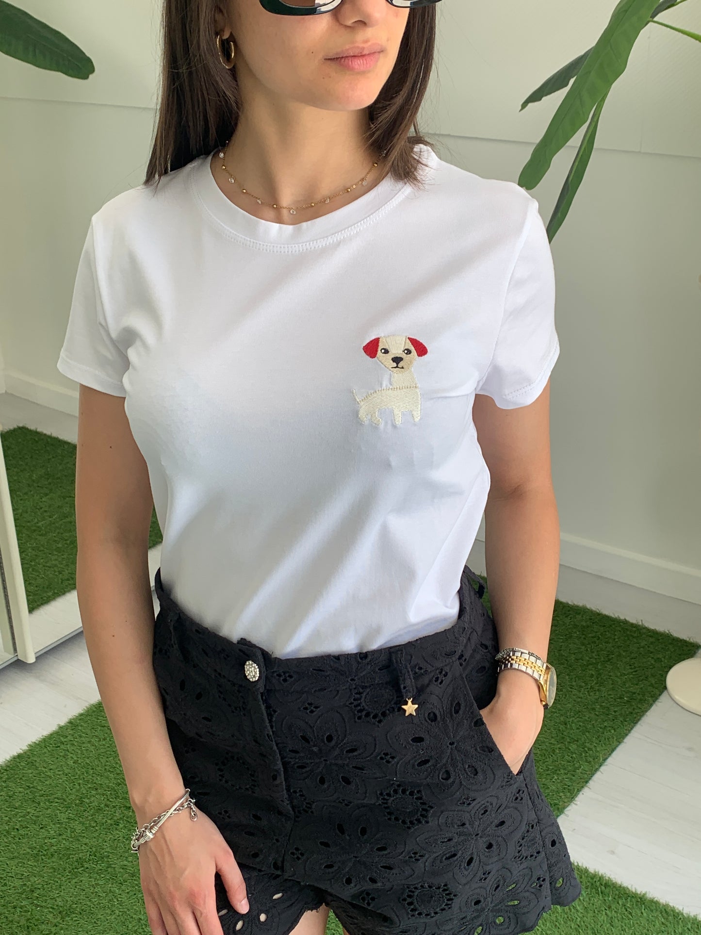 VIVIENNE T-Shirt con Logo Cagnolino