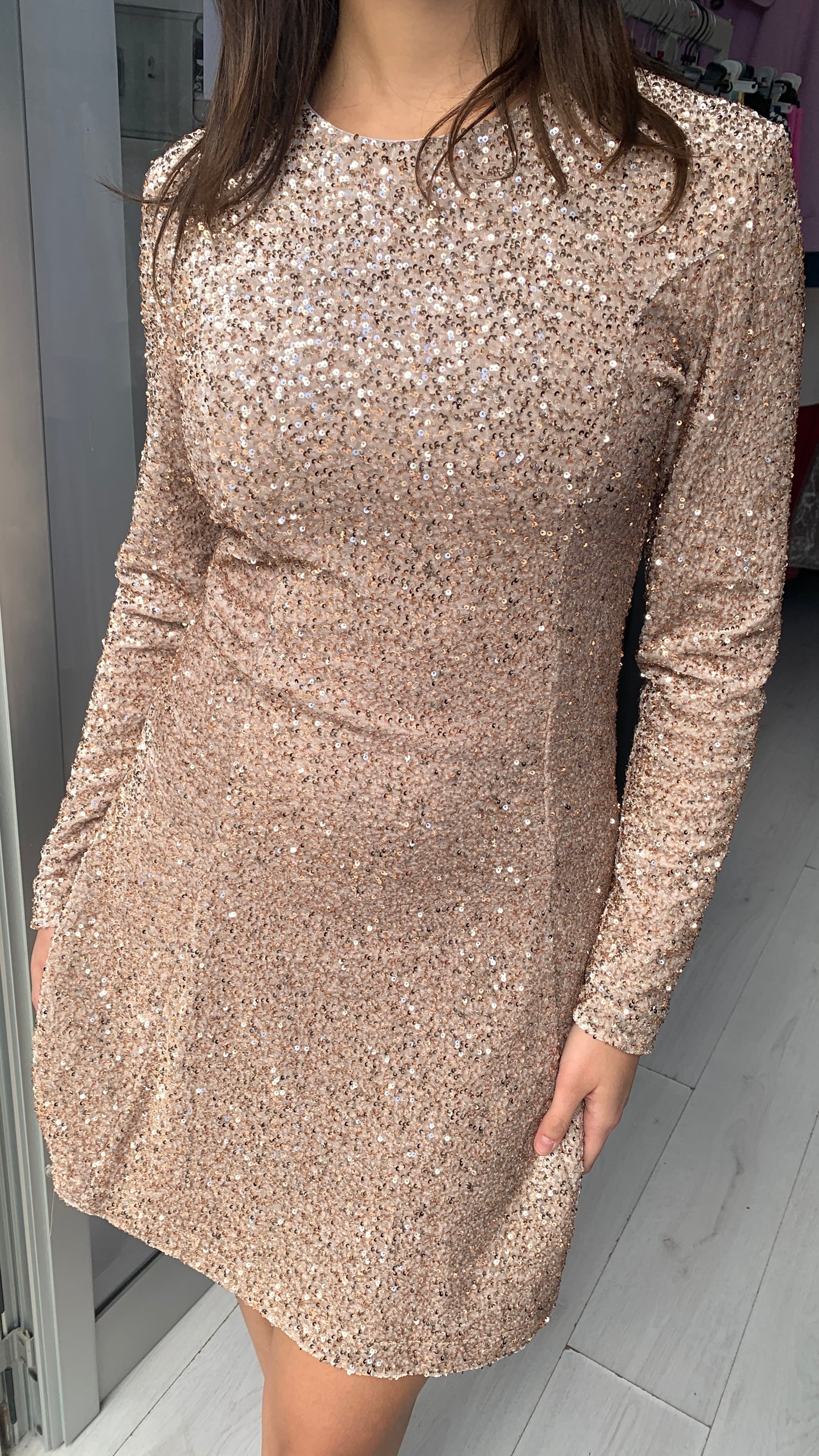 EDAS Abito Pioggia Paiettato in Ciniglia