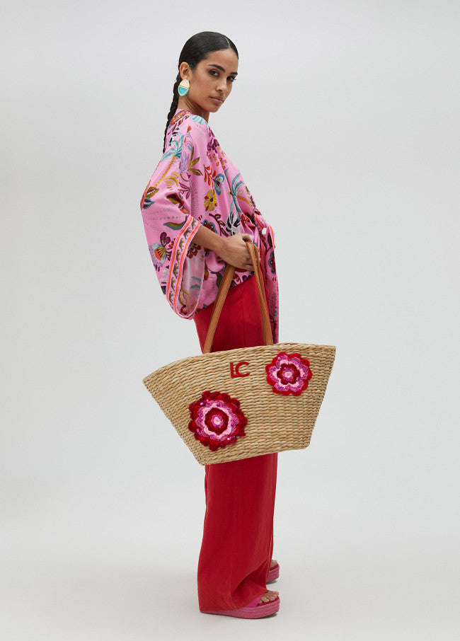LOLA CASADEMUNT Borsa a Cesta con Ricamo Crochè