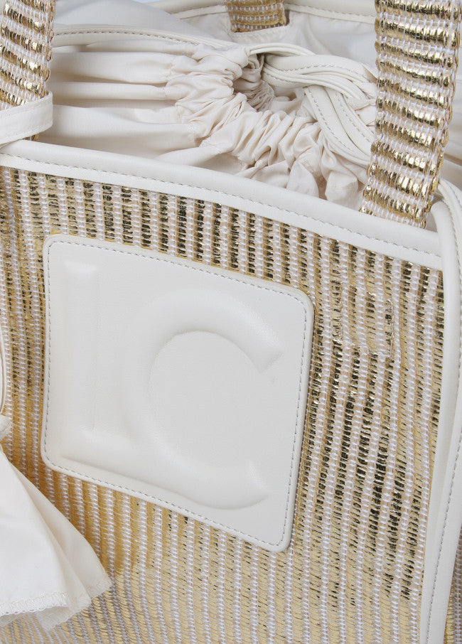 LOLA CASADEMUNT Borsa Grande Effetto Metallizzata in Raffia