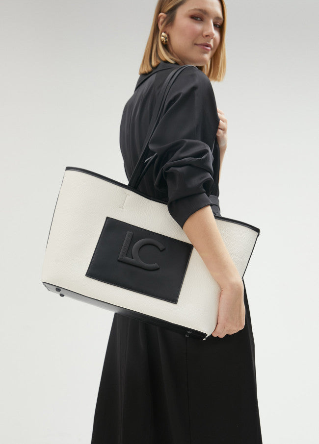 LOLA CASADEMUNT Shopper Bicolore White Black