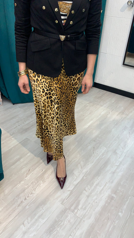 Gonna midi leopardata Lola Casademunt in tessuto satinato animalier