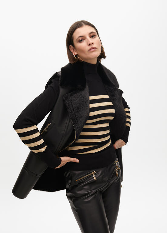 LOLA CASADEMUNT Gilet MAidi Reversibile Ecopelle Pelliccia