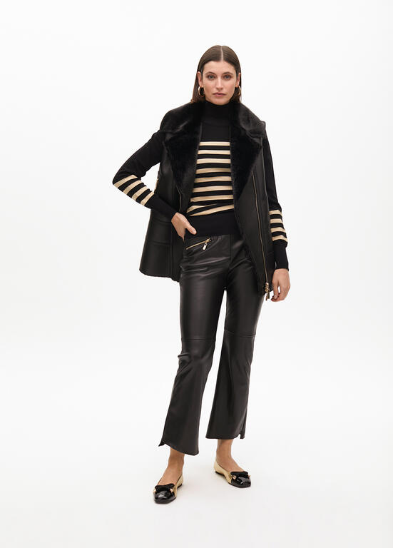 LOLA CASADEMUNT Gilet MAidi Reversibile Ecopelle Pelliccia