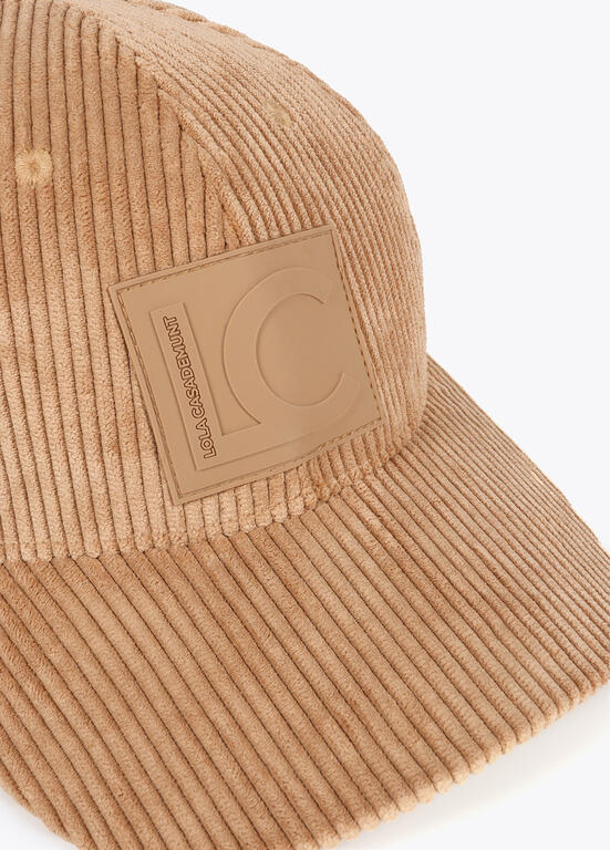 LOLA CASADEMUNT Berretto in Velluto a Coste con Logo