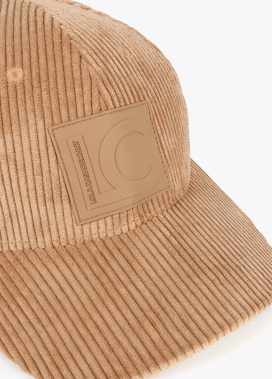 LOLA CASADEMUNT Berretto in Velluto a Coste con Logo