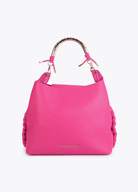 Borsa a mano in pelle fucsia con tracolla regolabile – Griffe Dipierro