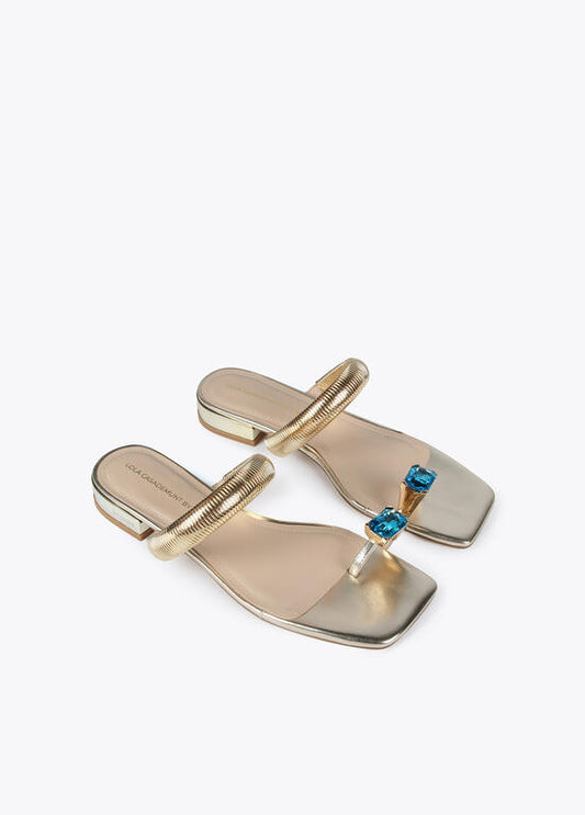 LOLA CASADEMUNT Sandalo Gold con Anello Gioiello