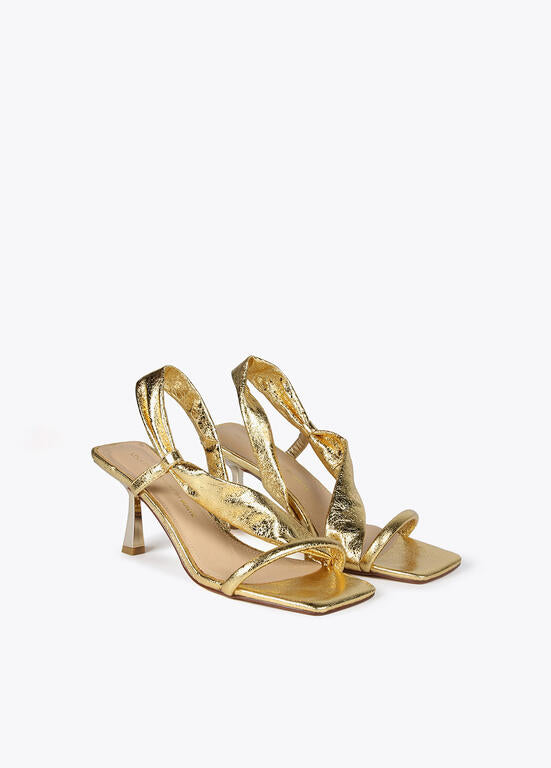 LOLA CASADEMUNT sandalo dorato con Fasce Metallizzate