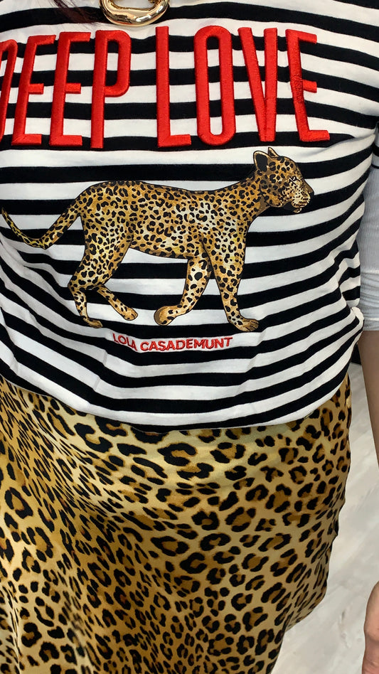 T-Shirt Righe Keep Love con Pactch Ghepardo- LOLA CASADEMUNT